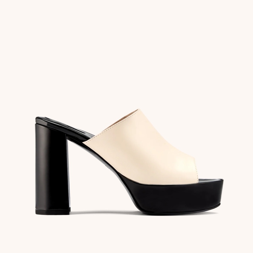 Inez Crema and Black Ceci Platform Mules